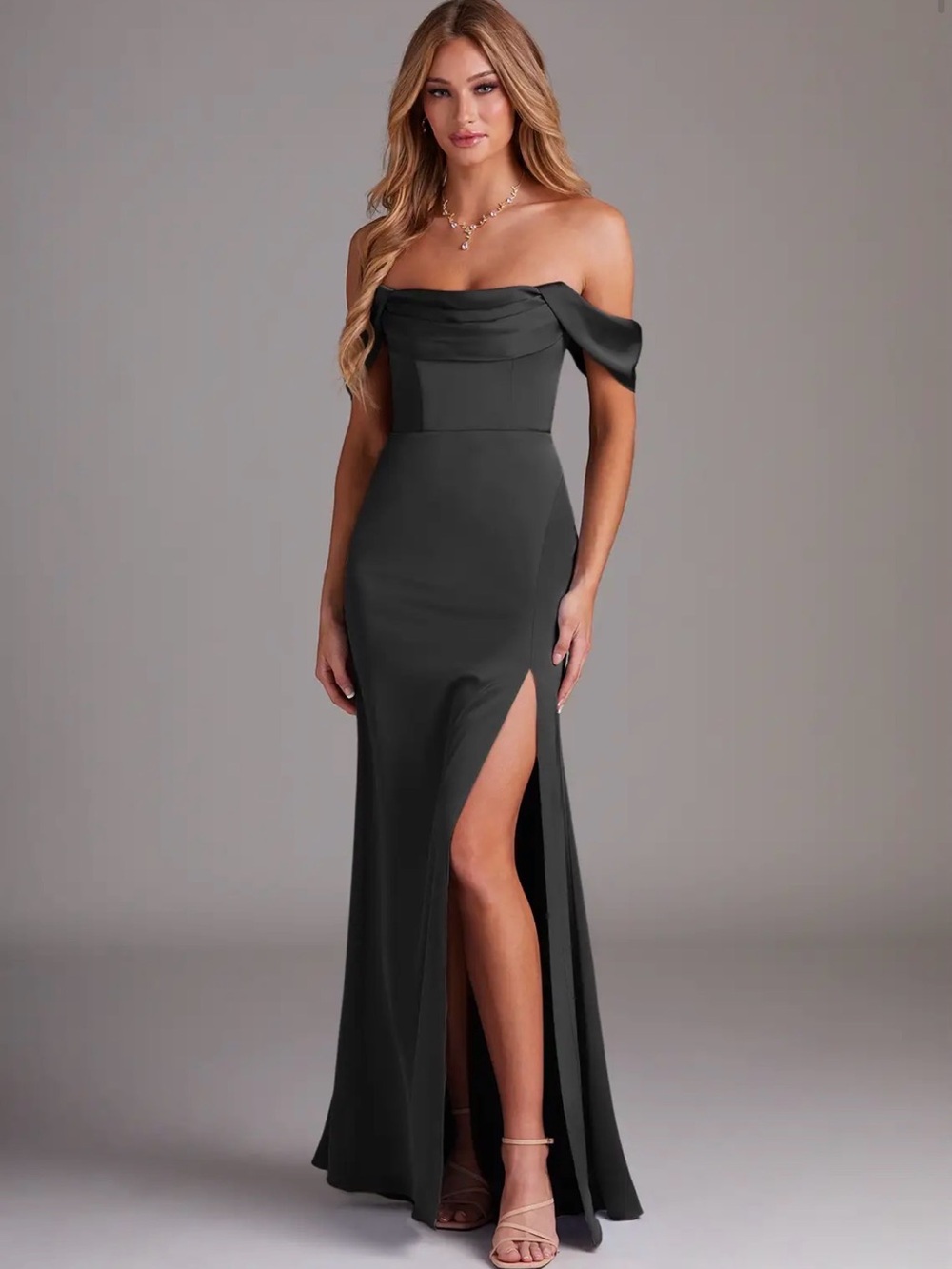 Azazie Black Evening Gown with Side Slit